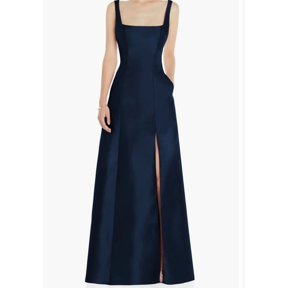 ALFRED SUNG Women's Midnight Sleeveless Square-Neck Princess Line Gown 20R - Picture 10 of 10